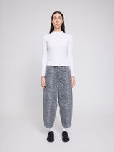 Printed Barrel Leg Denim Pants grey/printed
