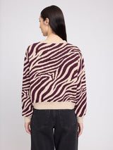 Zebra Jacquard Knit Jumper light beige/burgundy