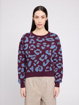 Leo Jacquard Knit Jumper burgundy/smoke blue