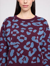 Leo Jacquard Knit Jumper burgundy/smoke blue