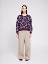 Leo Jacquard Knit Jumper burgundy/smoke blue
