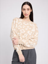 Leo Jacquard Knit Jumper light beige/tofu
