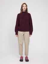 Chunky Knit Turtle Neck Jumper burgundy