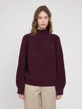 Chunky Knit Turtle Neck Jumper burgundy