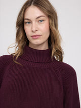 Chunky Knit Turtle Neck Jumper burgundy