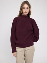 Chunky Knit Turtle Neck Jumper burgundy