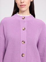 Crew Neck Knit Cardigan grape pink