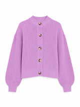 Crew Neck Knit Cardigan grape pink
