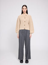 Crew Neck Knit Cardigan light beige